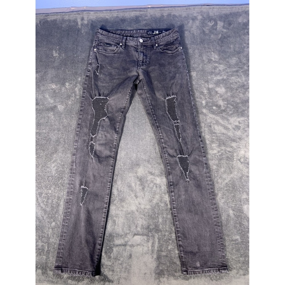 Armani Exchange J14 Skinny Jeans Men 30x30 Black Distressed Moto Denim 5-Pocket